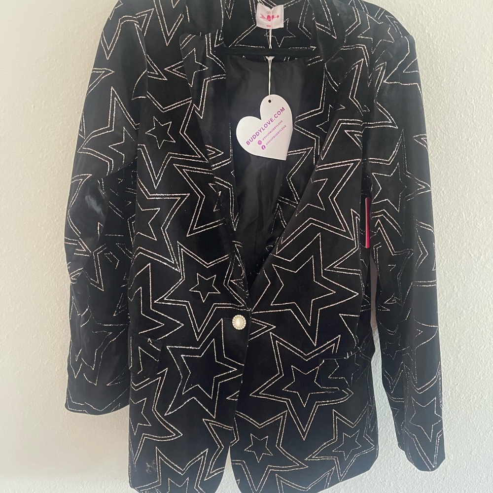 Buddy Love Black Star-Print Blazer